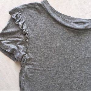 Topshop Gray ruffle frill sleeve t-shirt
